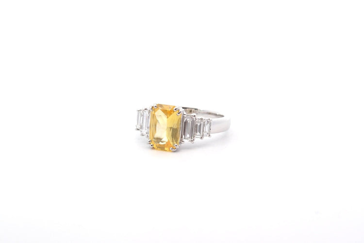 Bague 50 Bague en platine saphir jaune 2 ct et diamants 58 Facettes 26305-26315