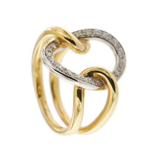 Bague 57 Double bague en or jaune et or blanc 18 ct avec diamants 58 Facettes 26410