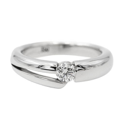 Bague 56 Bague solitaire asymétrique en or blanc 18 carats avec diamant 58 Facettes 2642318CN