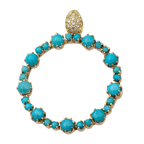 Pendentif Pendentif Or jaune Turquoise, Diamant 58 Facettes 2647007CN