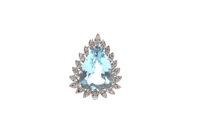 Pendentif Pendentif vintage en platine avec aigue-marine et diamants 58 Facettes 26538