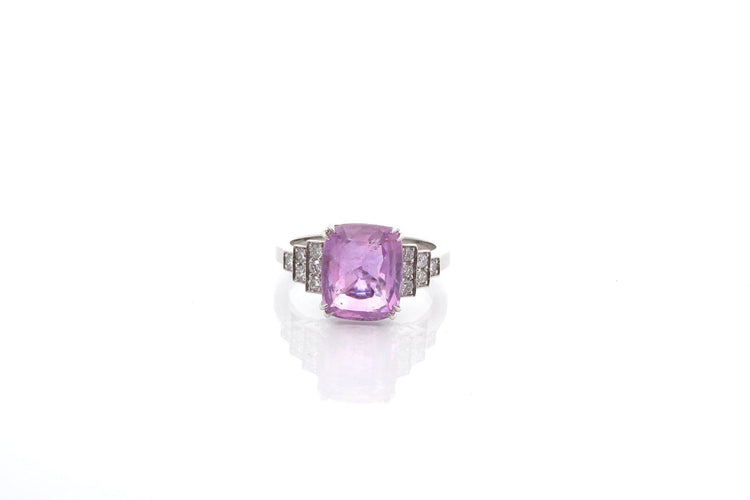 Bague 53 Bague en platine avec saphir rose 5,08 ct et diamants 58 Facettes 26545-26651