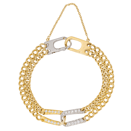 Bracelet Bracelet double rang en or jaune et or blanc 18 carats, diamants 58 Facettes 2659044CN