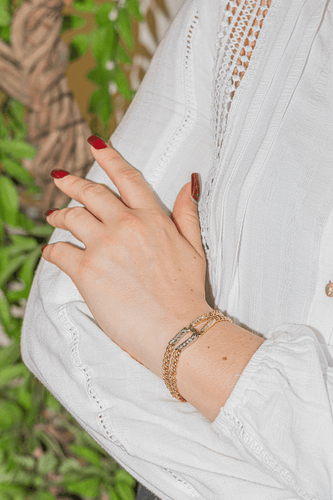 Bracelet Bracelet double rang en or jaune et or blanc 18 carats, diamants 58 Facettes 2659044CN