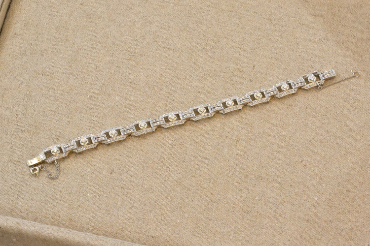 Bracelet Bracelet Art déco en or blanc 18k et diamants 58 Facettes 26595
