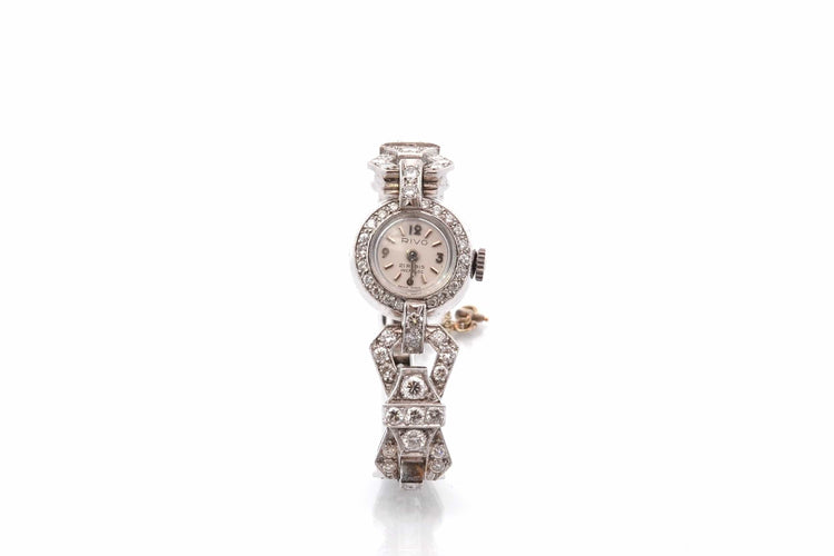 Montre Montre Art déco en or blanc 18k et diamants 58 Facettes 26620dv
