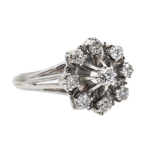 Bague 55.5 Bague en or blanc 18 carats sertie de diamants taille ancienne 58 Facettes 2663489CN
