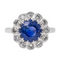 Bague 55 Bague marguerite en or blanc 18 carats, saphir et diamants 58 Facettes 2663490CN