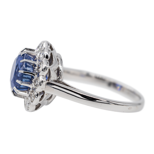 Bague 55 Bague marguerite en or blanc 18 carats, saphir et diamants 58 Facettes 2663490CN