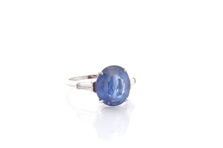 Bague 54 Bague en or blanc 18k avec saphir de Ceylan 7 ct et diamants 58 Facettes 26639-26793