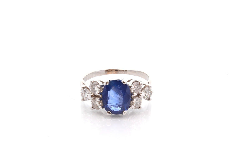 Bague 51.5 Bague saphir 2,04 ct et diamants en or blanc 18k 58 Facettes 26648-27094