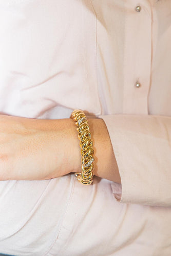 Bracelet Bracelet en or jaune et blanc 18 carats serti de diamants 58 Facettes 2666010CN