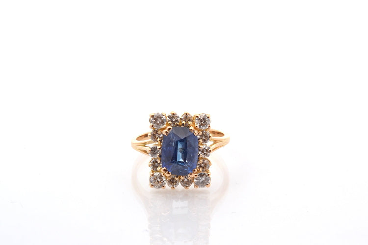 Bague 52 Bague en or 18k au saphir de Ceylan 2,57 ct et diamants 58 Facettes 26682-27487