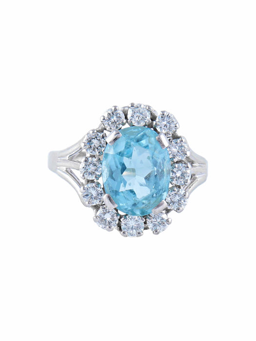 Bague 53 Bague Marguerite Aigue-marine & Diamants 58 Facettes DV0032-20