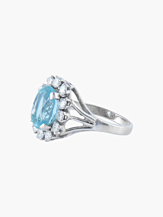 Bague 53 Bague Marguerite Aigue-marine & Diamants 58 Facettes DV0032-20