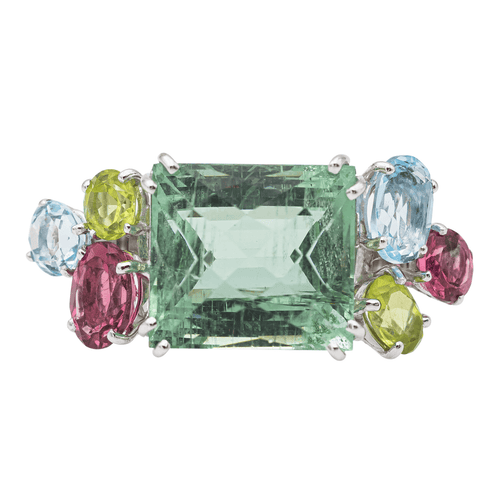 Bague 47 Bague  Cocktail Or blanc Béryl, Aigue marine, Tourmaline 58 Facettes 2673930CN