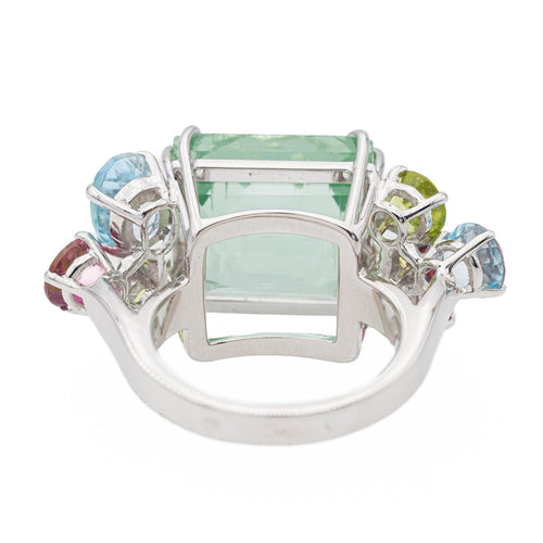 Bague 47 Bague  Cocktail Or blanc Béryl, Aigue marine, Tourmaline 58 Facettes 2673930CN