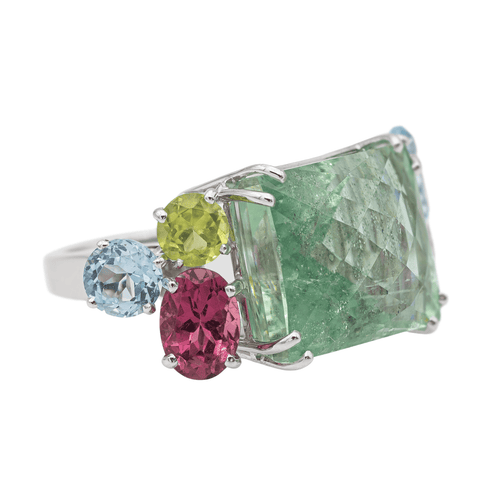 Bague 47 Bague  Cocktail Or blanc Béryl, Aigue marine, Tourmaline 58 Facettes 2673930CN