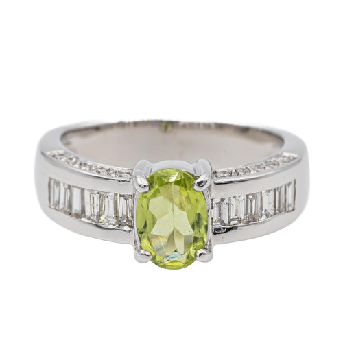 Bague 46 Bague en or blanc 18 carats avec péridot et diamants 58 Facettes 2675134CN