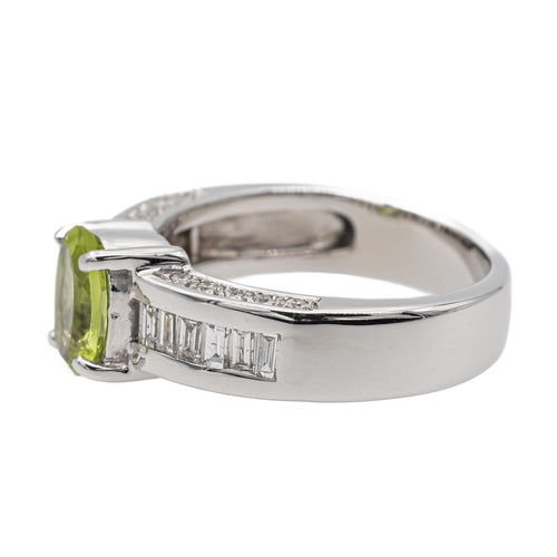 Bague 46 Bague en or blanc 18 carats avec péridot et diamants 58 Facettes 2675134CN