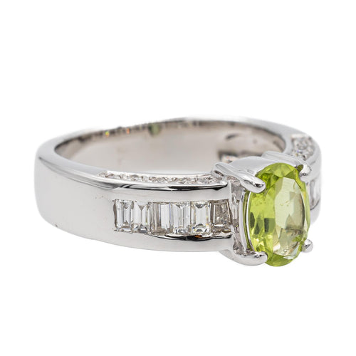 Bague 46 Bague en or blanc 18 carats avec péridot et diamants 58 Facettes 2675134CN