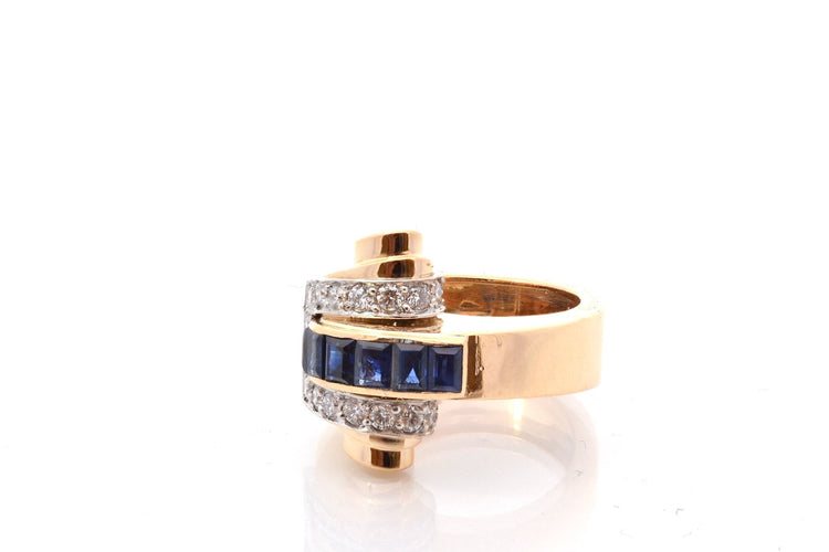 Bague 49 Boucheron - Bague vintage en or 18k saphirs et diamants 58 Facettes 26775