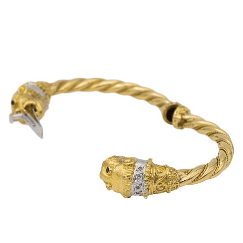 Bracelet Bracelet jonc - Or jaune et blanc 18 carats, diamants et rubis 58 Facettes 2679405CN