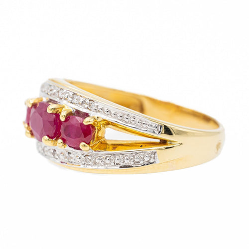 Bague 53 Bague Bandeau Or jaune, Or blanc Rubis, Diamant 58 Facettes 2682321CD