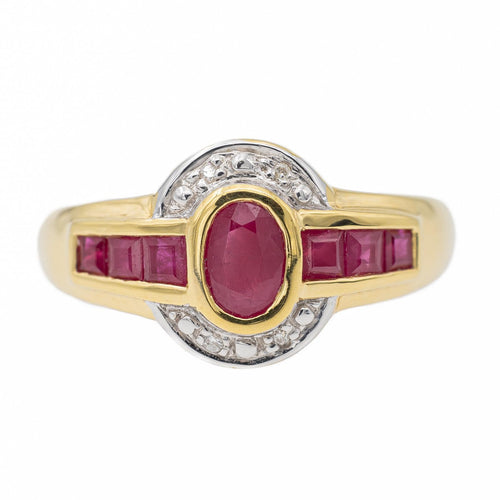 Bague 57 Bague rubis et diamants en or jaune et or blanc 18 carats 58 Facettes 2682322CD