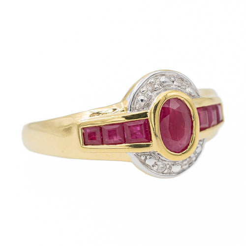 Bague 57 Bague rubis et diamants en or jaune et or blanc 18 carats 58 Facettes 2682322CD