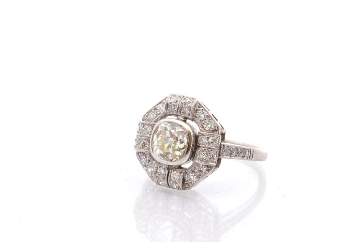 Bague 53.5 Bague Art déco en platine avec diamants 1,11 ct 58 Facettes 26863-26531a
