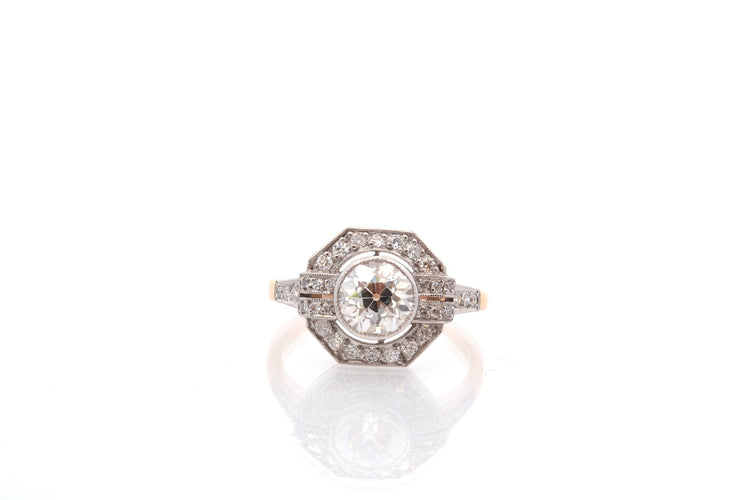 Bague 53.5 Bague en or 18k et platine avec diamant 1,24 ct 58 Facettes 26865-26717