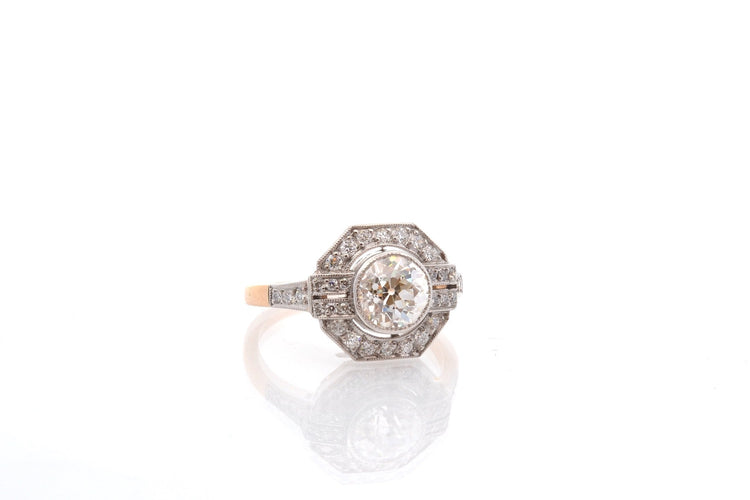 Bague 53.5 Bague en or 18k et platine avec diamant 1,24 ct 58 Facettes 26865-26717