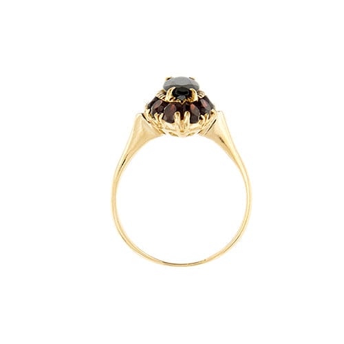 Bague Bague halo en or rose 18 ct avec grenats 58 Facettes 26868