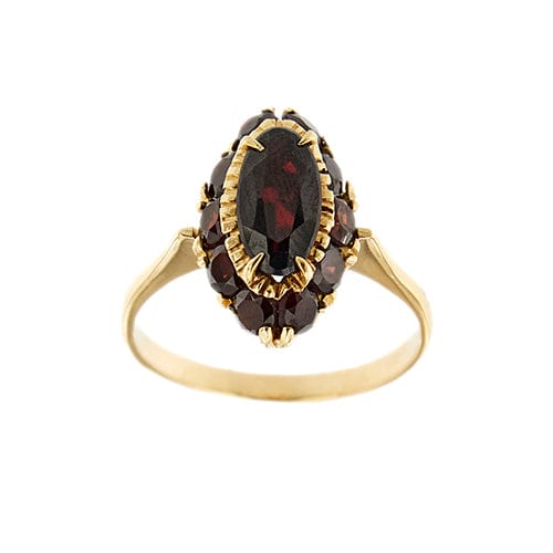 Bague Bague halo en or rose 18 ct avec grenats 58 Facettes 26868