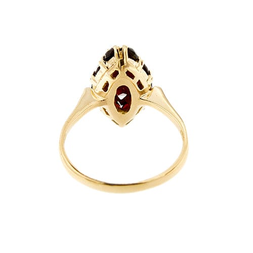 Bague Bague halo en or rose 18 ct avec grenats 58 Facettes 26868