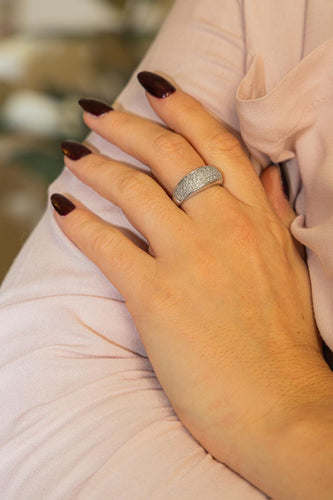 Bague 53 Bague jonc en or blanc 18 carats pavée de diamants 58 Facettes 2687434CN