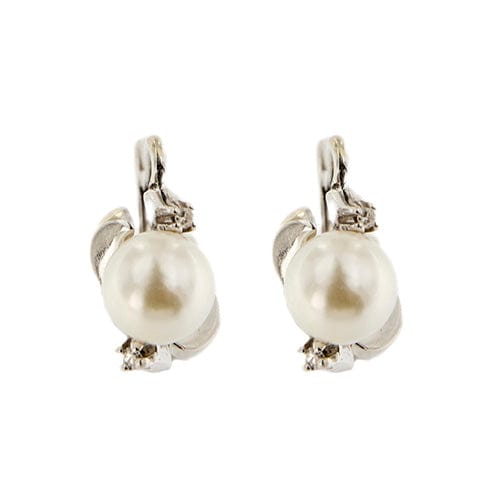 Boucles d'oreilles Boucles d’oreilles - Puces en or blanc 18 carats, perles et diamants 58 Facettes 26902
