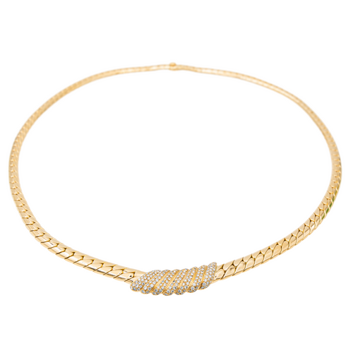 Collier Collier maille anglaise en or jaune 18 carats et diamants 58 Facettes 2695948CN