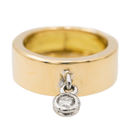 Bague 47.5 Bague solitaire en or jaune et blanc 18 carats avec diamant 58 Facettes 2697404CN
