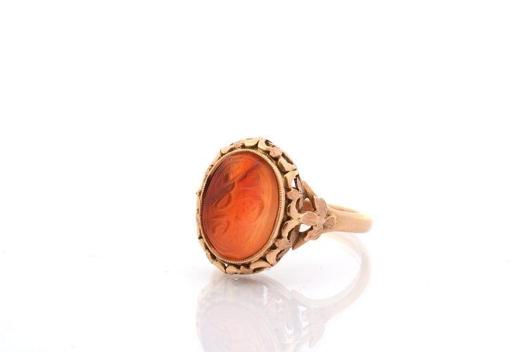 Bague 59 Bague ancienne intaille en or 18k et cornaline 58 Facettes 26976
