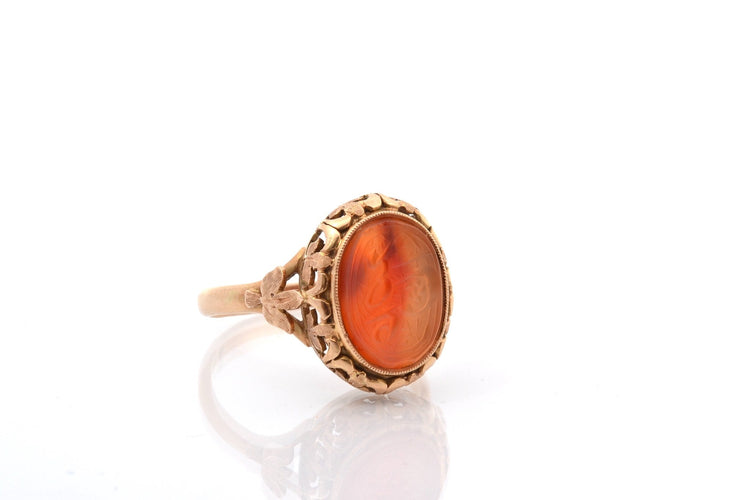 Bague 59 Bague ancienne intaille en or 18k et cornaline 58 Facettes 26976