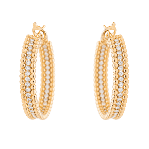 Boucles d'oreilles Van Cleef & Arpels Boucles d'oreilles Créoles Perlée Or jaune Diamant 58 Facettes 2699805CN