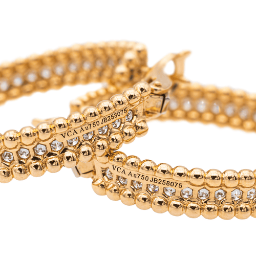 Boucles d'oreilles Van Cleef & Arpels Boucles d'oreilles Créoles Perlée Or jaune Diamant 58 Facettes 2699805CN