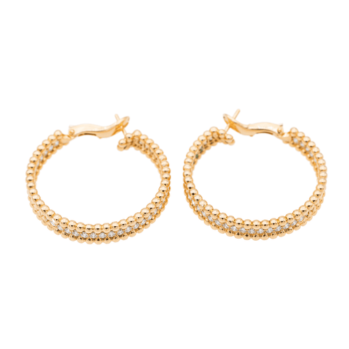 Boucles d'oreilles Van Cleef & Arpels Boucles d'oreilles Créoles Perlée Or jaune Diamant 58 Facettes 2699805CN