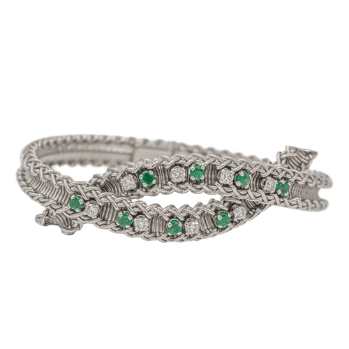 Bracelet Bracelet en or blanc 18 carats avec diamants et émeraudes 58 Facettes 2699806CN