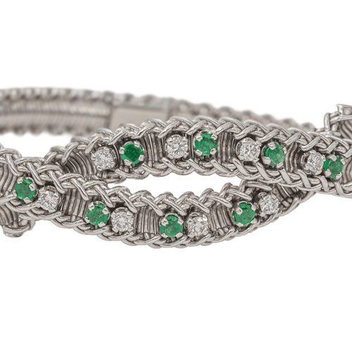 Bracelet Bracelet en or blanc 18 carats avec diamants et émeraudes 58 Facettes 2699806CN