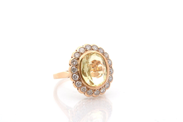 Bague 53 Bague en or jaune 18k avec orthose et diamants 58 Facettes 27033