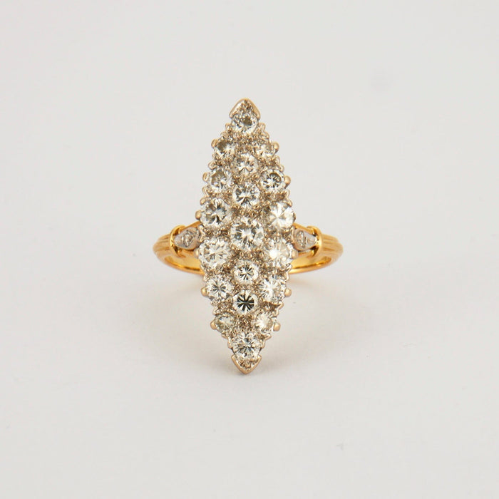 Bague Marquise Diamants Or Jaune et Or Gris