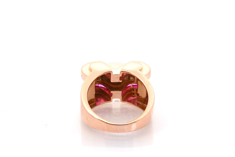 Bague 54.5 Bague vintage années 1940 en or 18k, rubis synthétiques et diamants 58 Facettes 27059